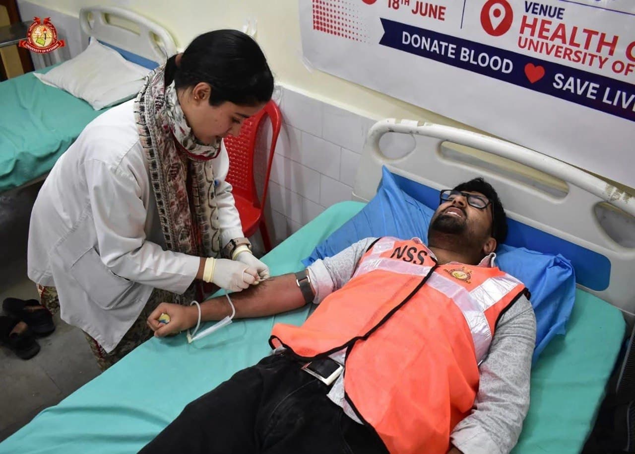 Blood donation in progress